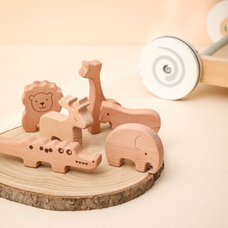 Montessori wooden toy animals toddler creative