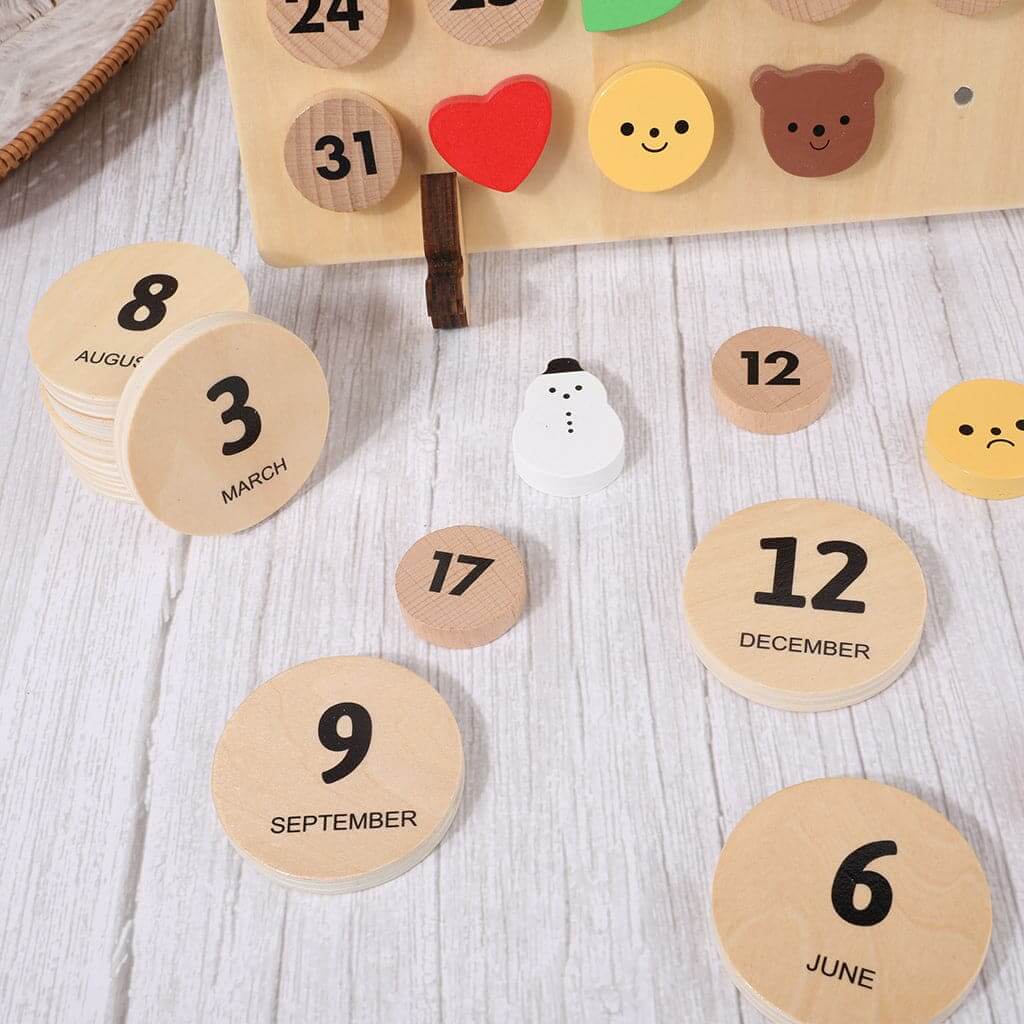 Montessori Educational Calendar Wood Toy Learning birthday gift