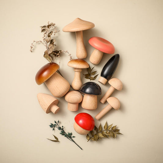 Wooden Mushroom Set toy children, toddler, imaginative play, safe, eco-friendly, perfect gift for holidays birthdays Easter Halloween Valentine's Day Hanukkah Kwanzaa christmas