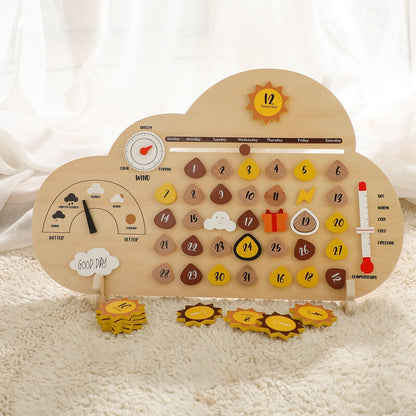 Educational Toy Wheather Calendar Montessori Wood Quality learning