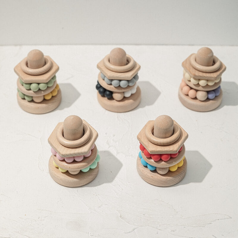 child's cognitive development fine motor skills high-quality wooden stacking rings. Montessori-inspired toy perfect babies toddlers, ordering sequencing skills, concentration, imagination. durable wood, cute stylish nursery playroom birthday gift newborn toddler toddlers kids kid christmas