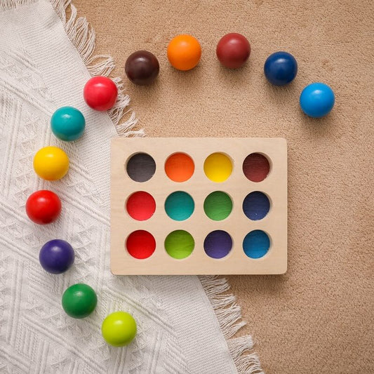 Baby Educational Rainbow wood balls toy 