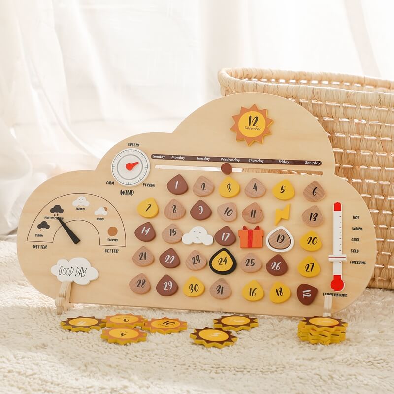 Educational Toy Wheather Calendar Montessori Wooden