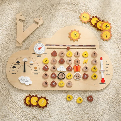 Educational Toy Wheather Calendar Montessori Wood Quality Gift easter