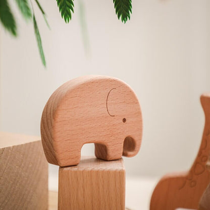 Montessori wooden toy animals toddler elephant baby