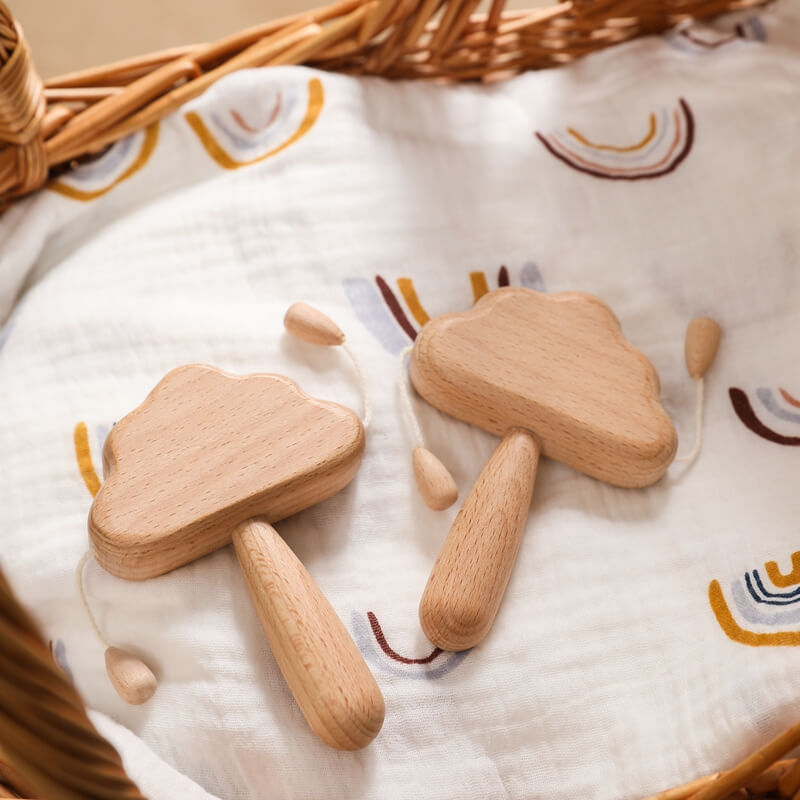 Rattle Wooden montessori baby play gift idea