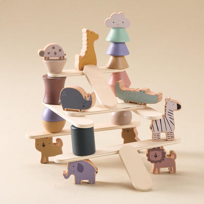 Montessori animal stacking toy set - perfect birthday baby shower gift boy girl