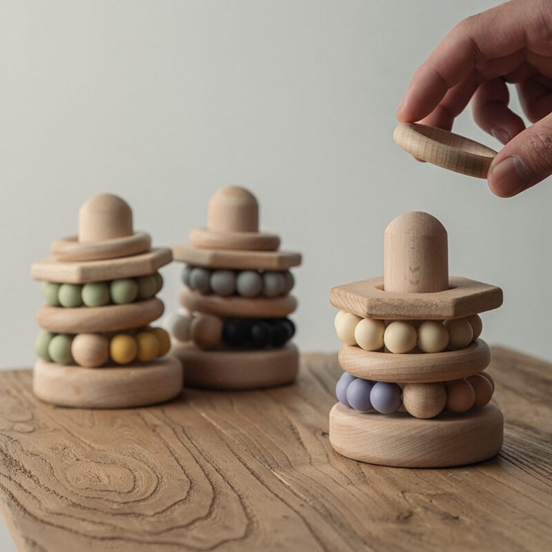 child's cognitive development fine motor skills high-quality wooden stacking rings. Montessori-inspired toy perfect babies toddlers, ordering sequencing skills, concentration, imagination. durable wood, cute stylish nursery playroom birthday gift newborn toddler toddlers kids kid christmas