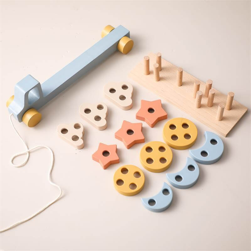 Shapes Truck wooden toy filled colorful shapes fine motor skills, problem-solving, shape color recognition. Montessori-inspired educational toy toddlers preschoolers, spatial intelligence, hand-eye coordination, counting abilities. wood high quality gift kids child children new parents birthday chirstmas toddler imagination