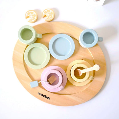 Montessori-inspired TEA TIME SET - Improves color recognition, enhances hand-eye coordination, and develops creative thinking and social skills Handmade natural wood imaginative play and storytelling gift birthday christmas 