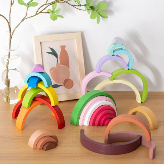 Wooden Rainbow toy for children imaginative play problem-solving skills high-quality wood safe for babies toddlers gift for birthdays, Christmas, baby showers, Easter, Halloween, Valentine's Day, Hanukkah, Kwanzaa.