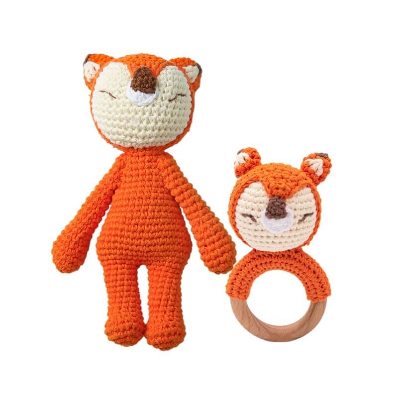 HANDMADE CROCHET TEETHING DOLL montessori dolls ecofriendly high quality coton  fox