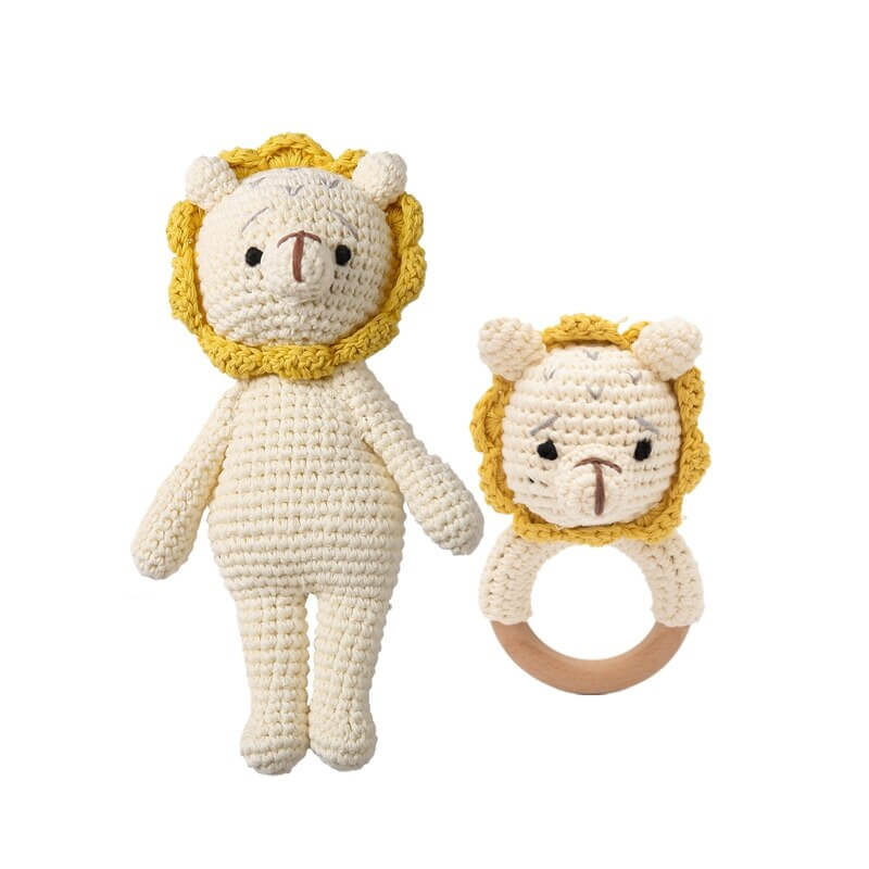 HANDMADE CROCHET TEETHING DOLL montessori dolls ecofriendly high quality coton  lion